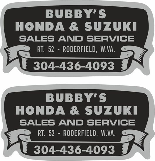 Picture of Bubby's Honda & Suzuki Sales and Service West Vaginia Decals / Stickers
