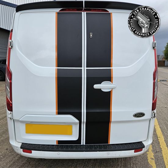 Picture of Transit Custom 2018- 23 rear Barn Doors Stripes / Stickers Exact Factory Fit