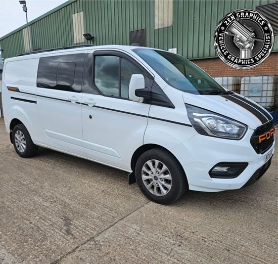 Picture of Transit Custom Long Wheel Base and Short Wheel Base exact Specifications upper side Stripes / Stickers