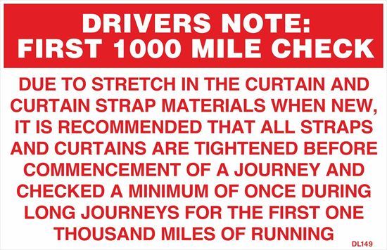 Picture of Deker Trailers replacement 1000 Mile Check Information Decal / Sticker