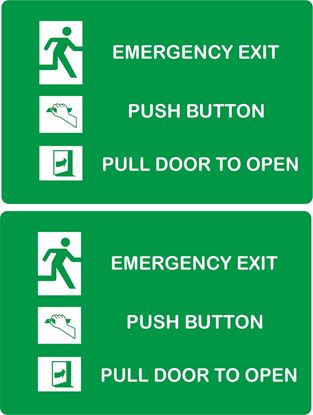Picture of Bus / Coach Emergency Exit Push Button Pull Door to Open Stickers