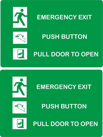 Picture of Bus / Coach Emergency Exit Push Button Pull Door to Open Stickers