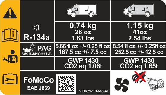 Picture of Ford Transit Custom replacement AC Engine Bay Decal