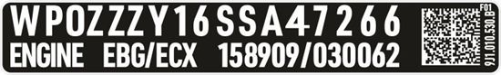 Picture of Taycan replacement VIN Decal / Sticker