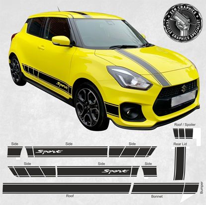 Picture of Suzuki Swift Sport Hybrid 2018 onwards full Graphics / Stickers kit