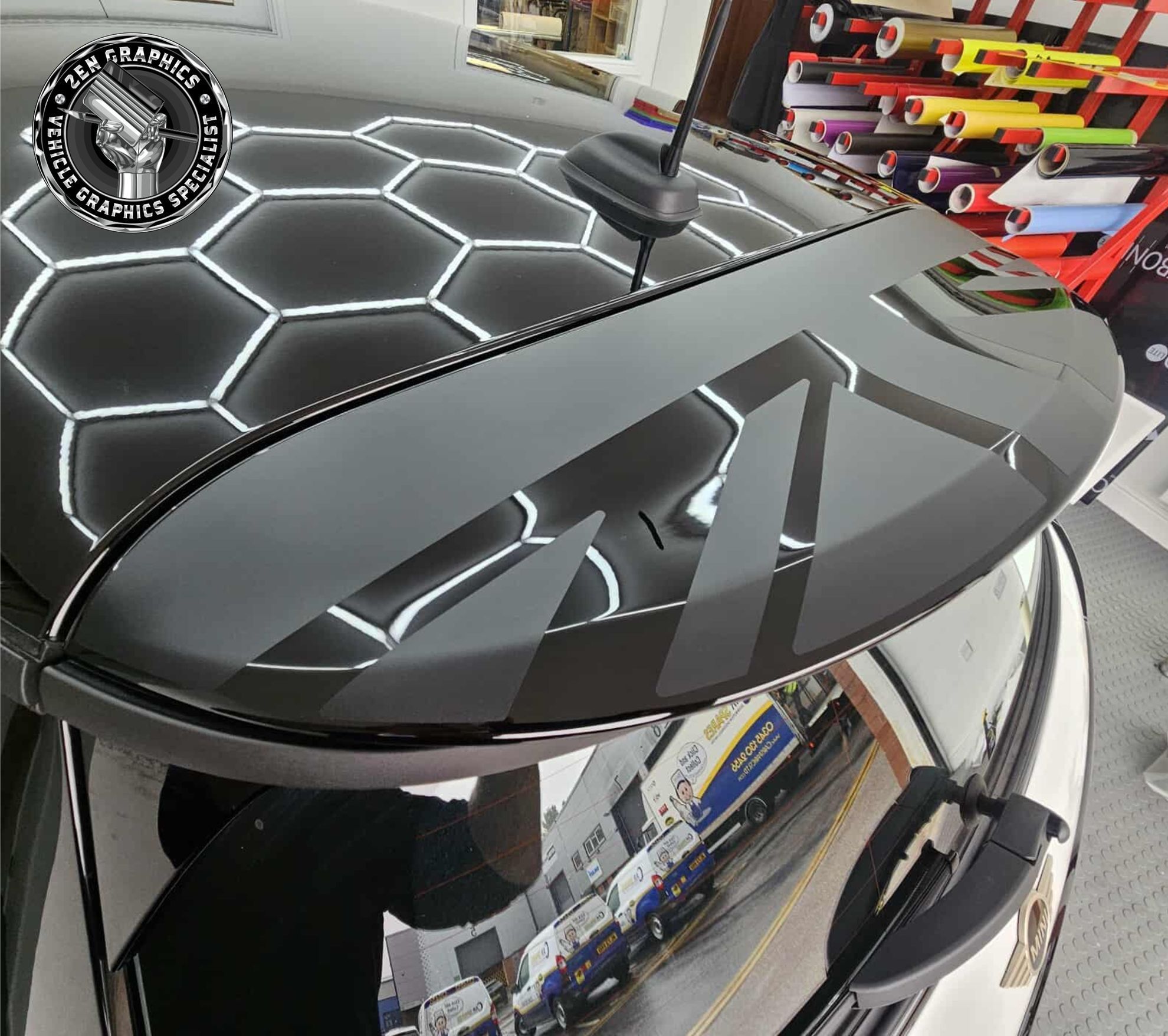 Zen Graphics Ltd - Mini F65 rear Spoiler Black Jack Decals / Stickers