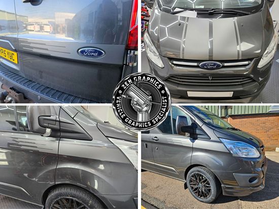 Picture of Transit Custom 2013- 18 Bonnet, side and rear Stripes / Stickers Exact Factory Fit