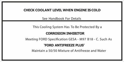 Picture of Ford Cortina / Capri / Escort / Sierra Coolant (GESA-M97 B18-C) replacement  Decal / Sticker