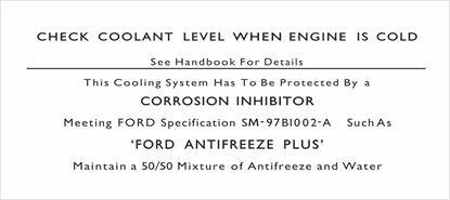 Picture of Ford Escort MK1, Cortina MK1, Capri MK1 Coolant replacement  Decal / Sticker