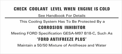 Picture of Ford Escort MK2, Carpi MK2, Cortina MK2, Granada Coolant replacement  Decal / Sticker
