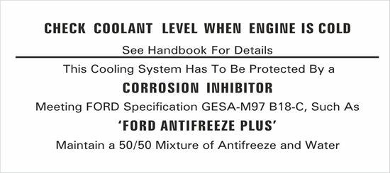 Picture of Ford Escort MK2, Carpi MK2, Cortina MK2, Granada Coolant replacement  Decal / Sticker