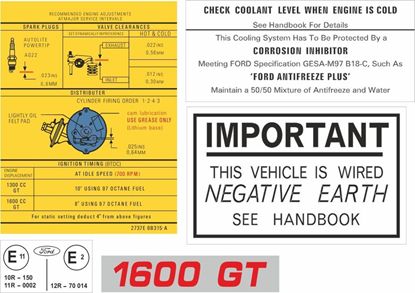 Picture of Ford Cortina MK2 1600 GT / 1600 E Engine Bay Decals / Sticker