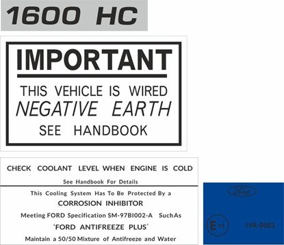 Picture of Ford Cortina MK3 1600 HC Engine Bay Decals / Stickers