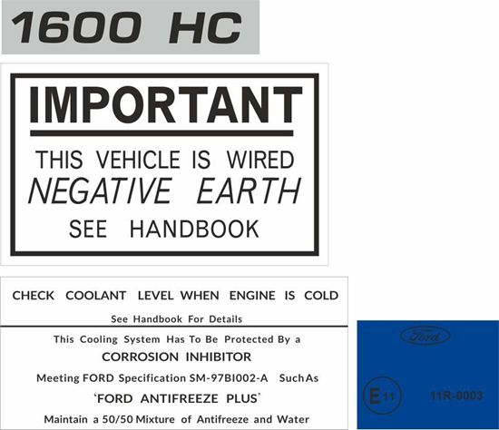 Picture of Ford Cortina MK3 1600 HC Engine Bay Decals / Stickers