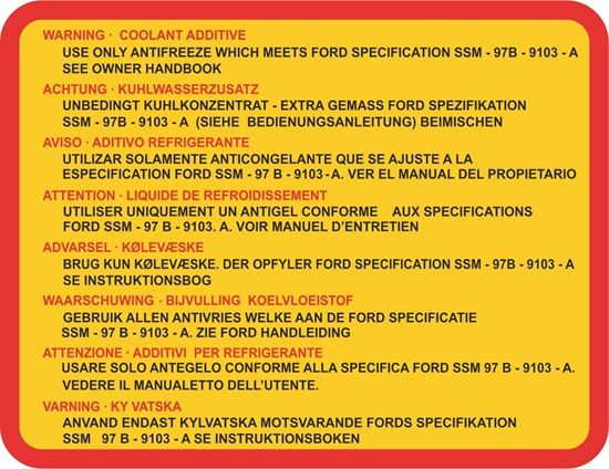 Picture of Ford MK4 & MK5 Capri /Cortina / SIerra / Fiesta MK1  / Granada MK3  Coolant replacement  Decal / Sticker