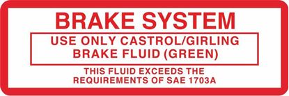 Picture of Jaguar E-Type Series 2 & 3 Brake Fluid label replacement Decal / Sticker