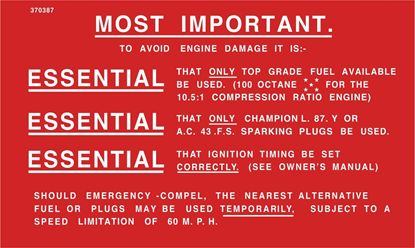 Picture of Rover P6 3500/3500S Most Important replacement Decal / Sticker