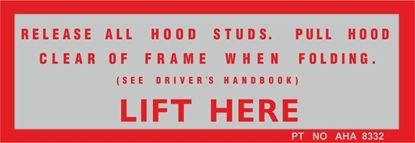 Picture of MG Midget MGB MGC Roadster Hood Warning Decal / Sticker