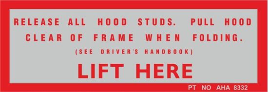 Picture of MG Midget MGB MGC Roadster Hood Warning Decal / Sticker