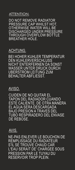 Picture of Triumph 2000 / 2500 Radiator Warning Decal / Sticker