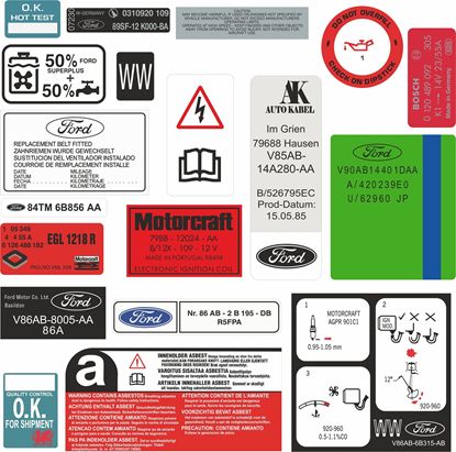 Picture of Ford Escort 90 spec MK4 Series 2 RS Turbo engine bay Decals / Stickers