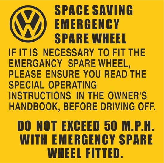 Picture of VW MK2 Golf, Scirocco, Corrado Space Saver Spare Wheel replacement Decal / Sticker