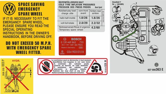 Picture of VW MK2 Scirocco replacement engine bay Decals / Stickers