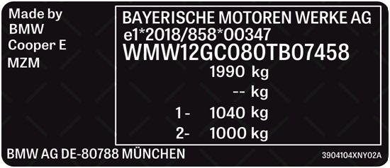 Picture of Mini J01 Electric VIN Decal / Sticker