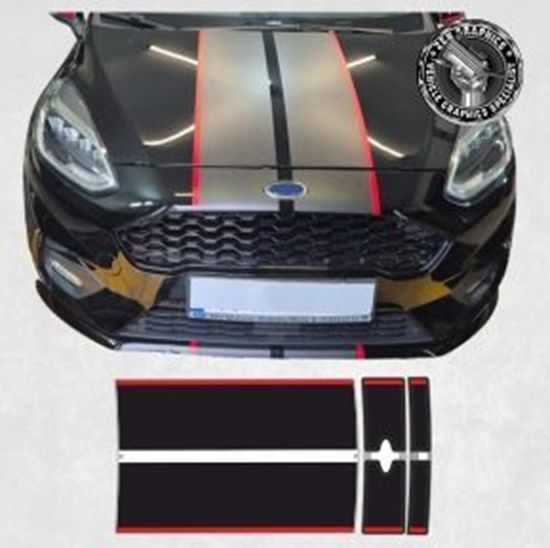 Picture of Ford Fiesta MK8 Bonnet and Bumper Stripes / Stickers Exact Factory Fit