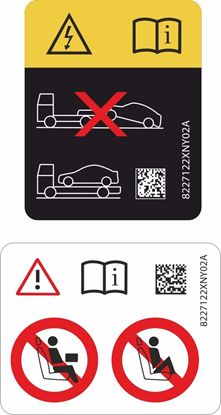 Picture of Mini J01 Electric Air Bag Warning / Recovery Door Pillar Labels / Stickers