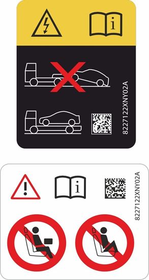 Picture of Mini J01 Electric Air Bag Warning / Recovery Door Pillar Labels / Stickers