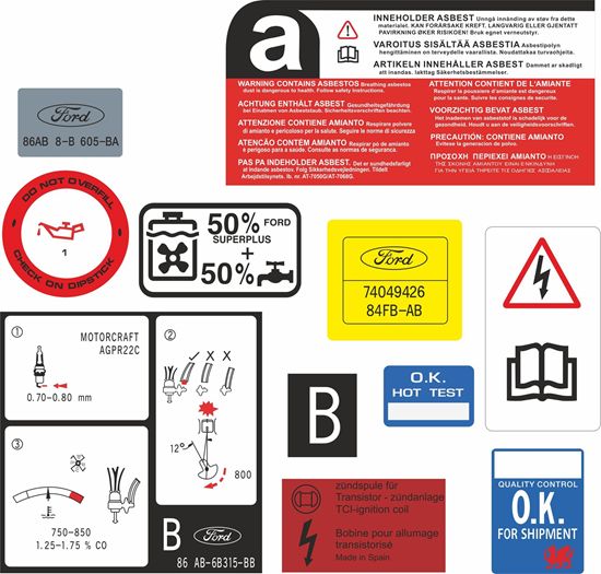 Picture of Ford Fiesta MK2 XR2 later spec replacement Engine bay Decals / Stickers