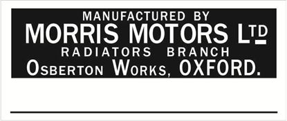 Picture of Transparent Decal for Brass Morris Motors Radiator plate - MG T series, MG TA, MG TB, MG TC, MG TD