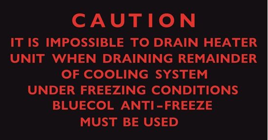 Picture of Mini, Triumph, Land Rover, MGB, MGC 1962  Smiths Heater caution  Smiths Heater Decal / Sticker