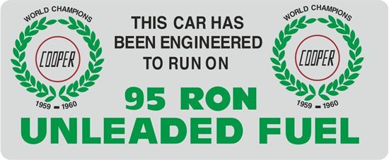 Picture of Rover Mini Cooper 95 RON Unleade Fuel Decal / Sticker