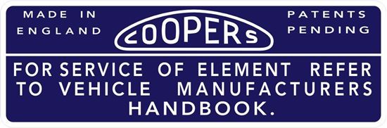 Picture of Coopers Air Cleaner label for MGB, MGC, Austin 1100 & 1300, Morris, Jaguar 420