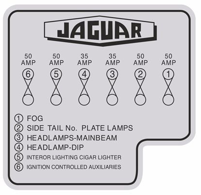 Picture of Jaguar XK150 Fuse Box Decal  / Sticker