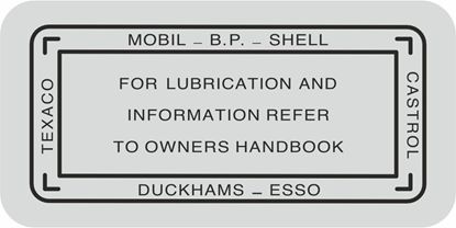 Picture of Jaguar E-Type Series 2, 3 & XJ6 Lubricant replacement Decal / Sticker