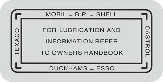 Picture of Jaguar E-Type Series 2, 3 & XJ6 Lubricant replacement Decal / Sticker