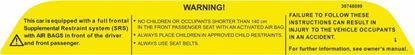 Picture of Volvo S60R, V70R replacement Warning (SRS) Decal / Sticker