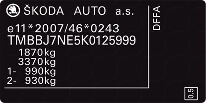 Picture of Skoda Octavia replacement VIN Decal / Sticker