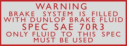 Picture of BMC / Jaguar Dunlop Brake Fluid SPEC SAE 70R3 Only Fluid Decal / Sticker