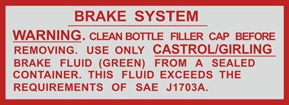 Picture of BMC / Jaguar Servo Brake System Green Fluid Decal / Sticker