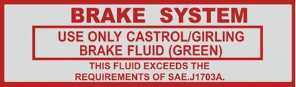 Picture of BMC / Jaguar Brake System Use Only Castrol / Girling Decal / Sticker