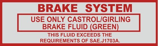 Picture of BMC / Jaguar Brake System Use Only Castrol / Girling Decal / Sticker