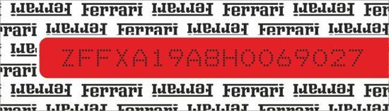 Picture of Ferrari 328 GTB replacement VIN Decal / Sticker