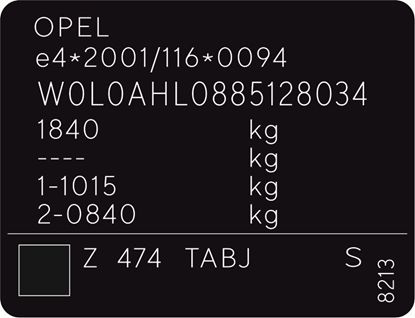 Picture of Opel / Vauxhall Astra H VIN Decal / Sticker