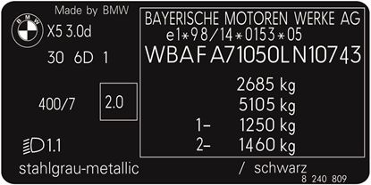Picture of E53 X5 replacement VIN Decal / Sticker
