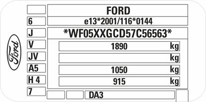 Picture of Ford Focus MK2 replacement VIN Decal / Sticker