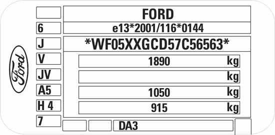 Picture of Ford Focus MK2 replacement VIN Decal / Sticker